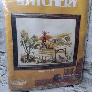 VALIANT CRAFTS VINTAGE STITCHERY KIT  Heading Home 7643 16" x 20"